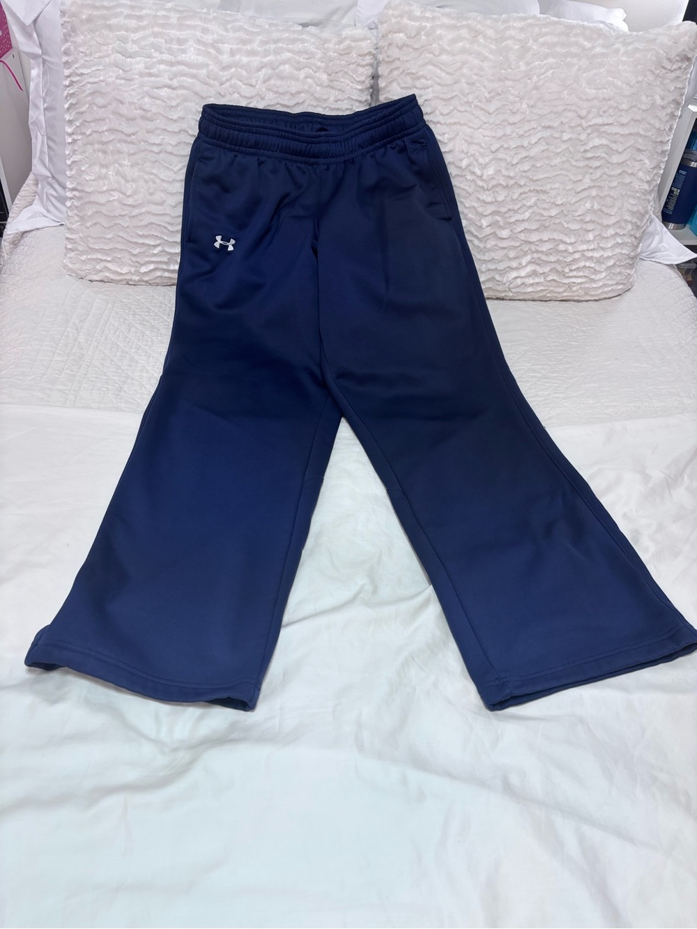 Under Armour Men’s Large Navy Fleece Pants Adjustable Cuffs Loose Fit